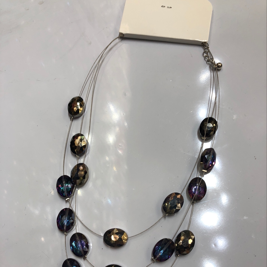 Steel wire crystal necklace