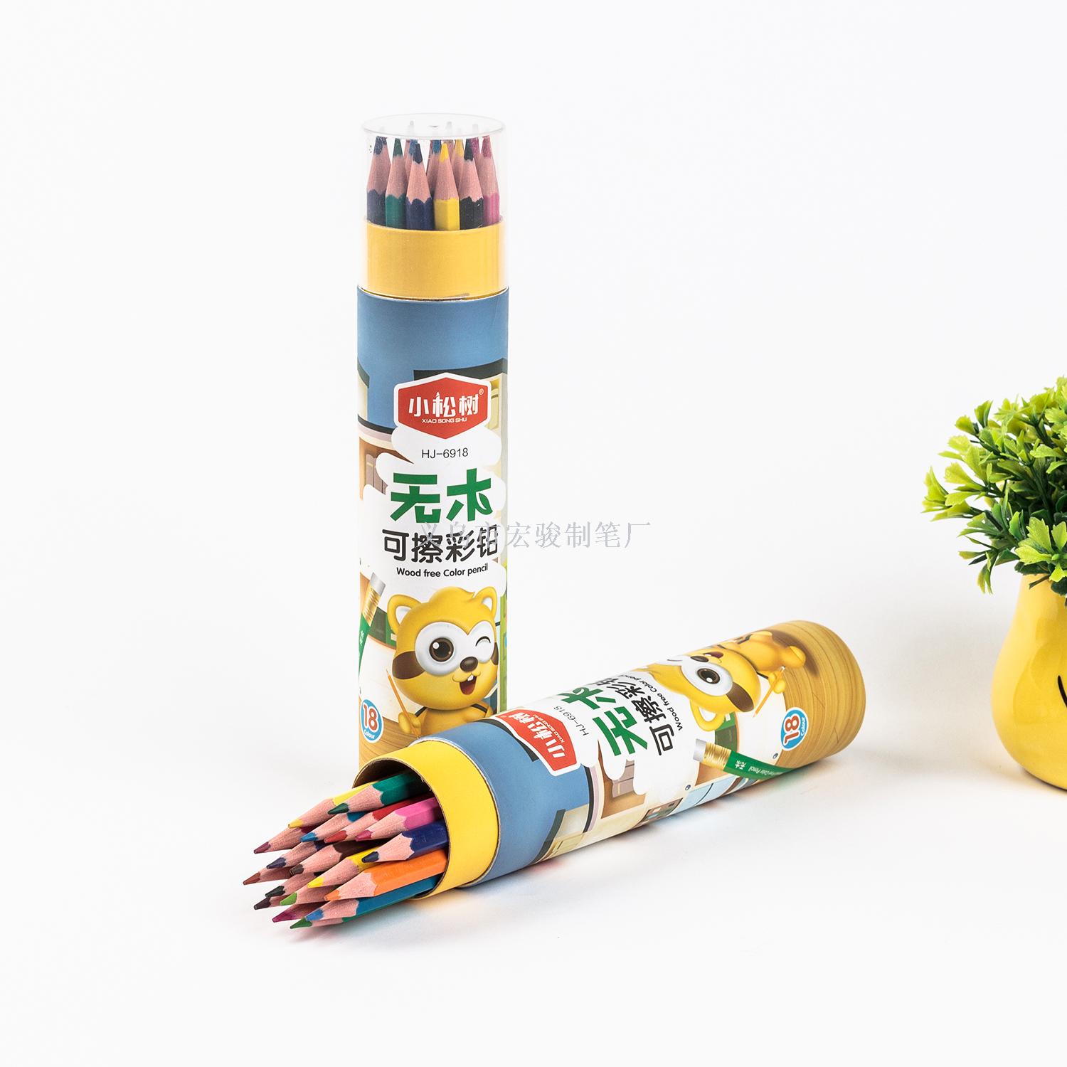 Yiwu quality 18-color pencils without wood to erase, primary school and kindergarten drawing 6918 detail image 1