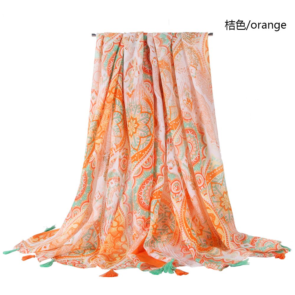 Foreign Trade Custom Palace Flower Hanging Beard Satin Printed Scarf Selling Fashion Pattern Scarf Scarf undefined