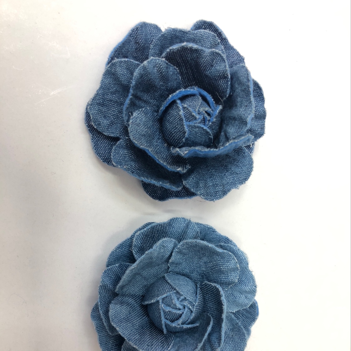 牛仔布艺山茶花手工头饰发饰配件