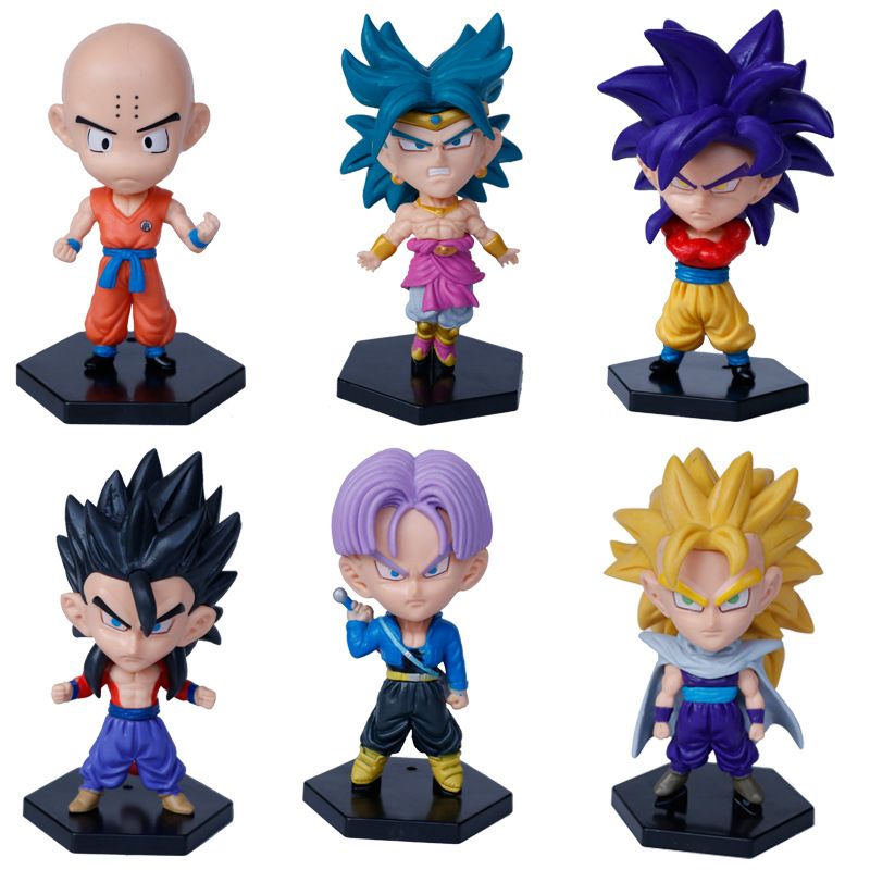Wholesale of 6 QLZ figurines featuring Goku, Gohan and Vegeta model cake figurines