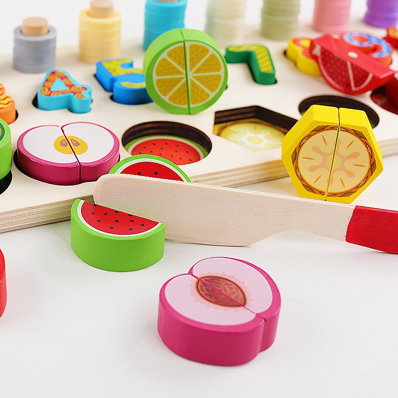 Wooden toys for educational early education, fruit matching, logarithm-board, strong fun, rich colors, logical thinking ability, hand-eye coordination, parent-child games, early education enlightenment training Application Scenario