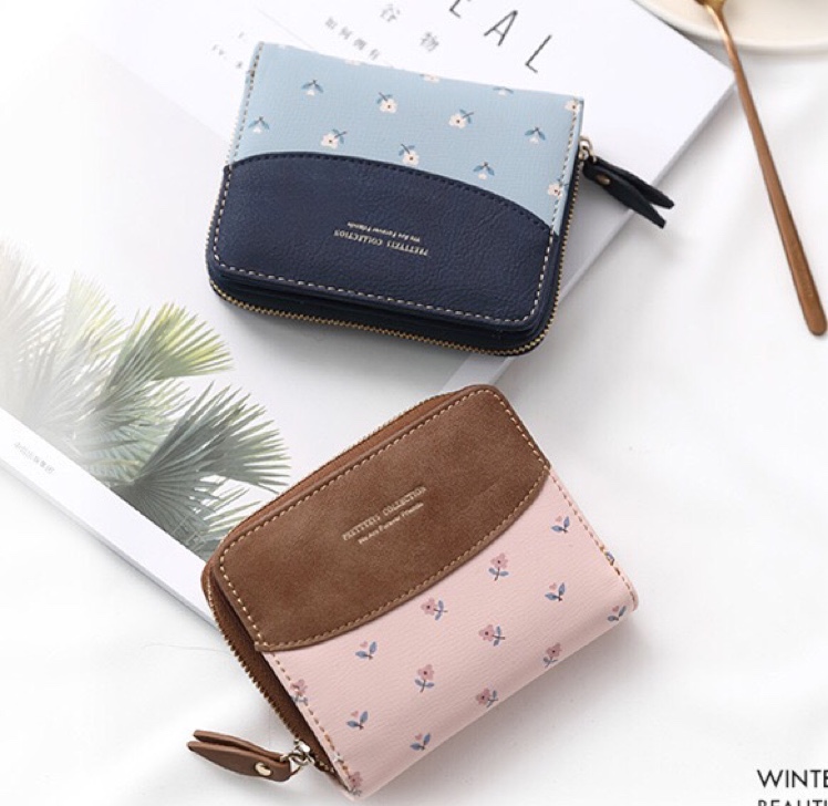 2020新款钱包女短款简约学生印花折叠小清新两折拉链零钱包