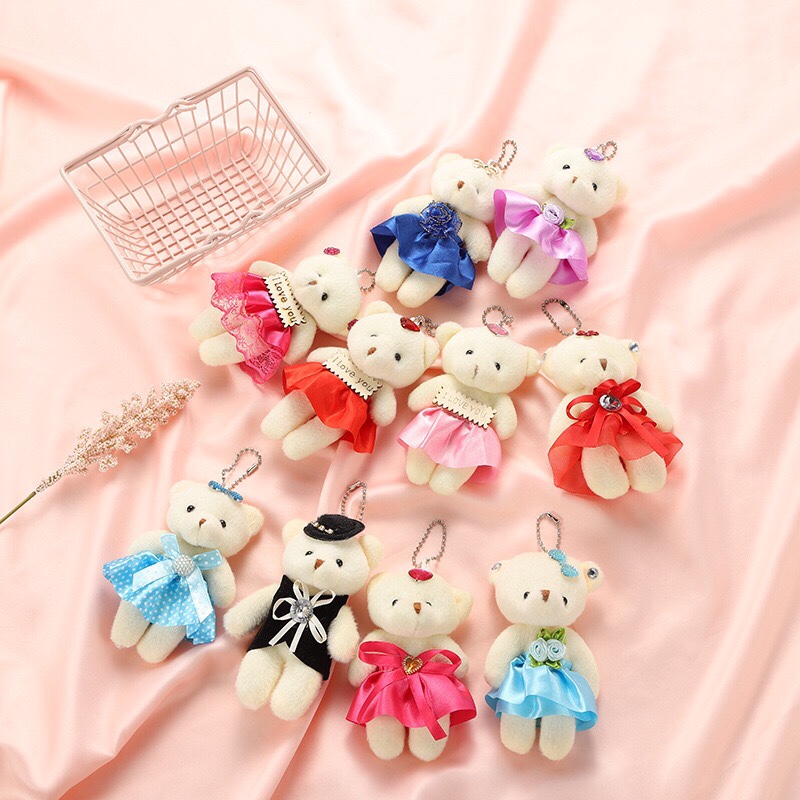 Bouquet gift box diamond bear key ring pendant bag stuffed toy doll doll creative jewelry wedding gift thumbnail