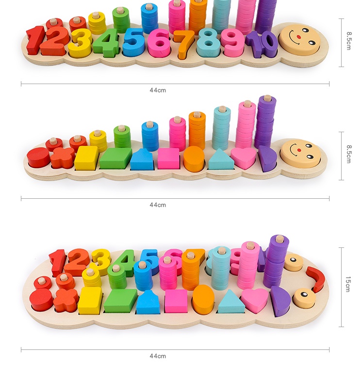 The wooden toy-shaped caterpillar is highly entertaining and colorful, which can exercise babies' hand-eye coordination, visual ability, logical thinking ability, and early education enlightenment training. It is a parent-child game details Picture