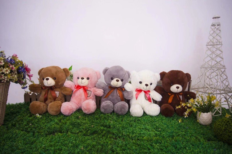 Realistic cute plush toy bear doll grey glass ball plush toy