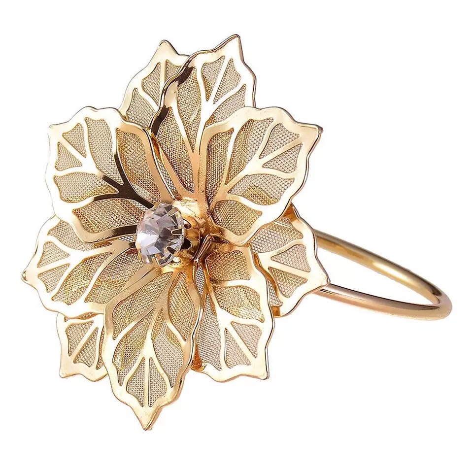 Wholesale of creative Western-style napkin buckles, metal sunflower napkin rings, napkin loops, towel buckles with diamonds, and napkin loops