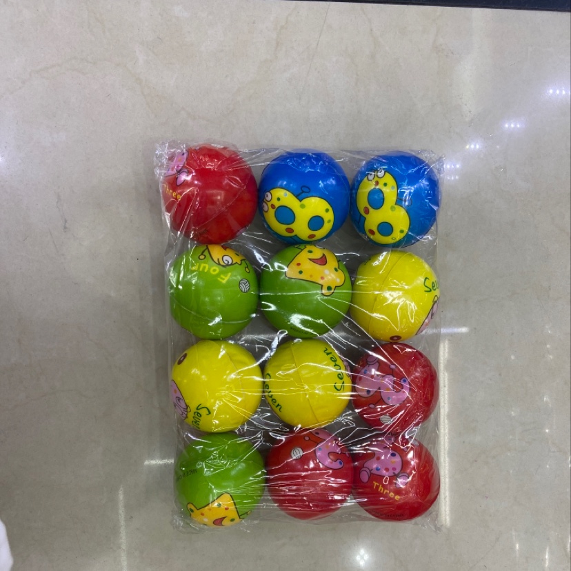 7.6公分彩色数字pu球儿童识字益智类玩具海绵球