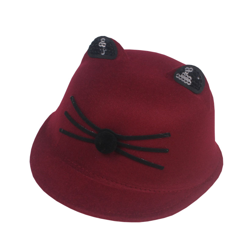 义乌好货 猫咪儿童呢料秋冬款鸭舌帽 MZ2254详情图2