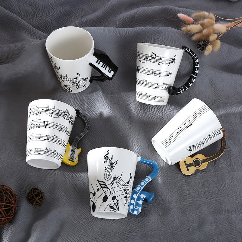 Large ceramic electric Musical Instruments, ins milk cups, coffee cups, musical note water cups, mugs, music cups, factory direct sales Item Picture