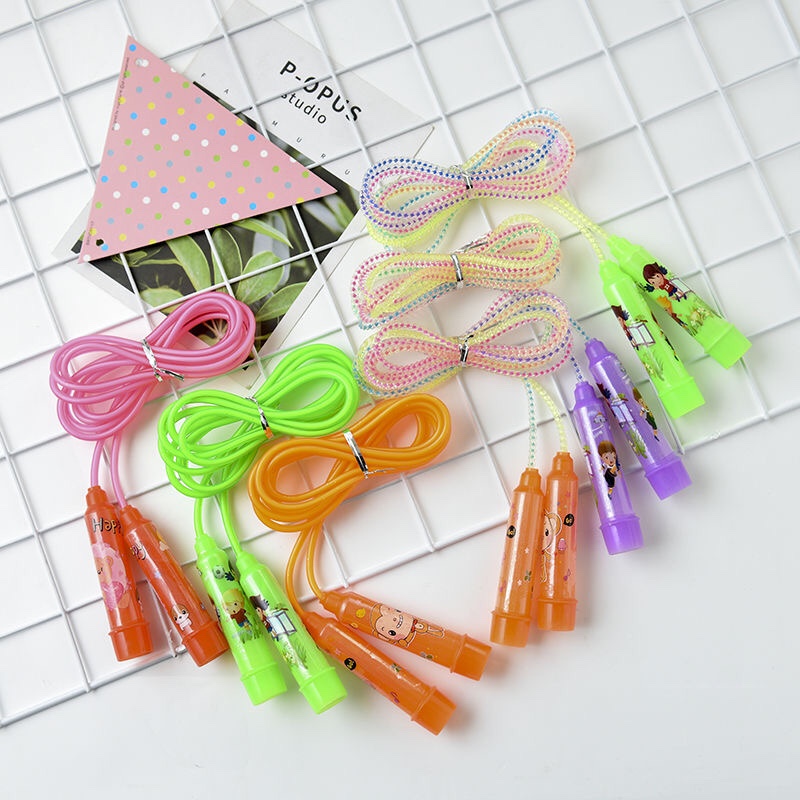 儿童卡通跳绳小学生健身可调绳子初学幼儿园户外运动玩具小孩跳绳