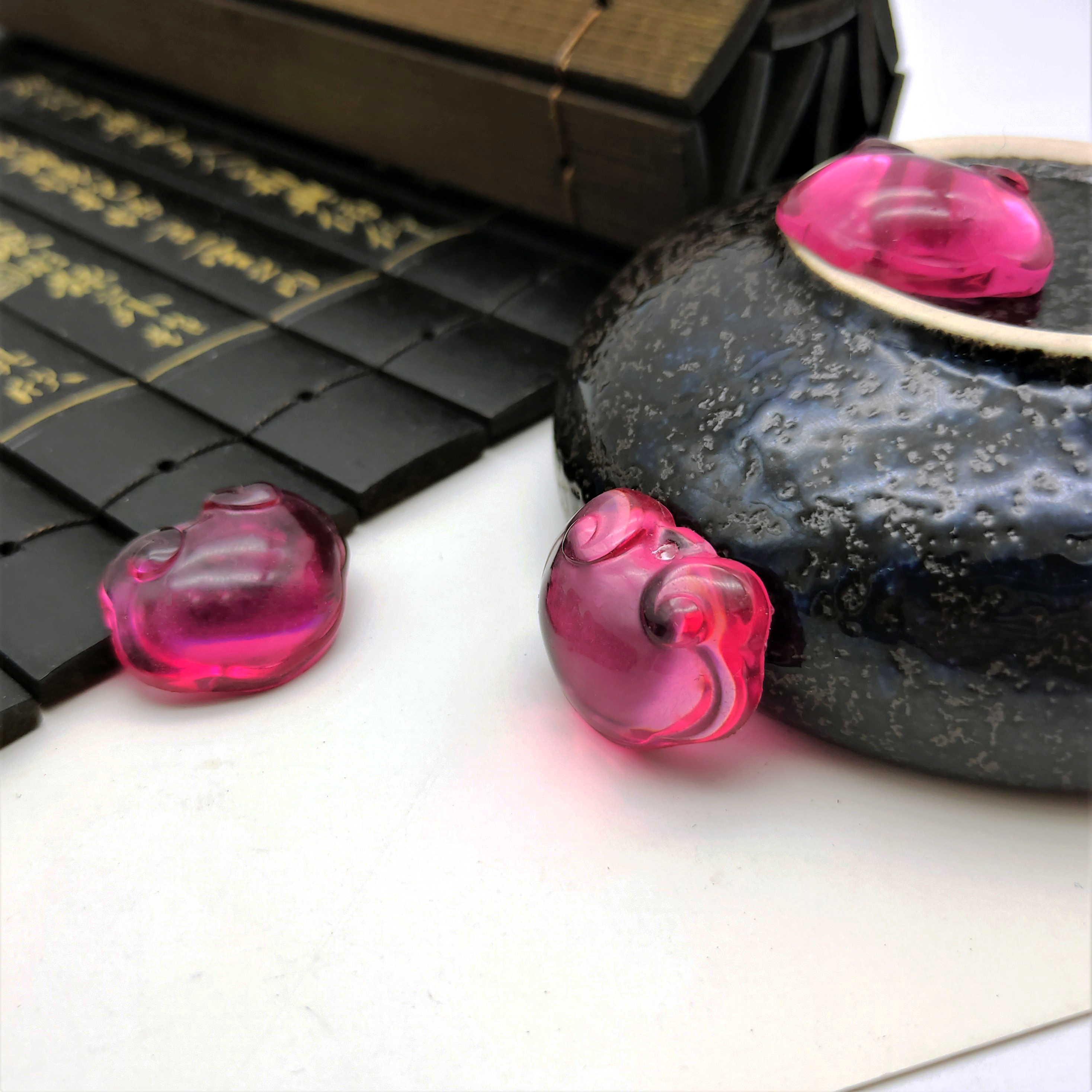 New resin imitation water foam jade baby lock, DIY ancient-style hair hairpin, material accessory, accessory, pendant and accessory detail image 3