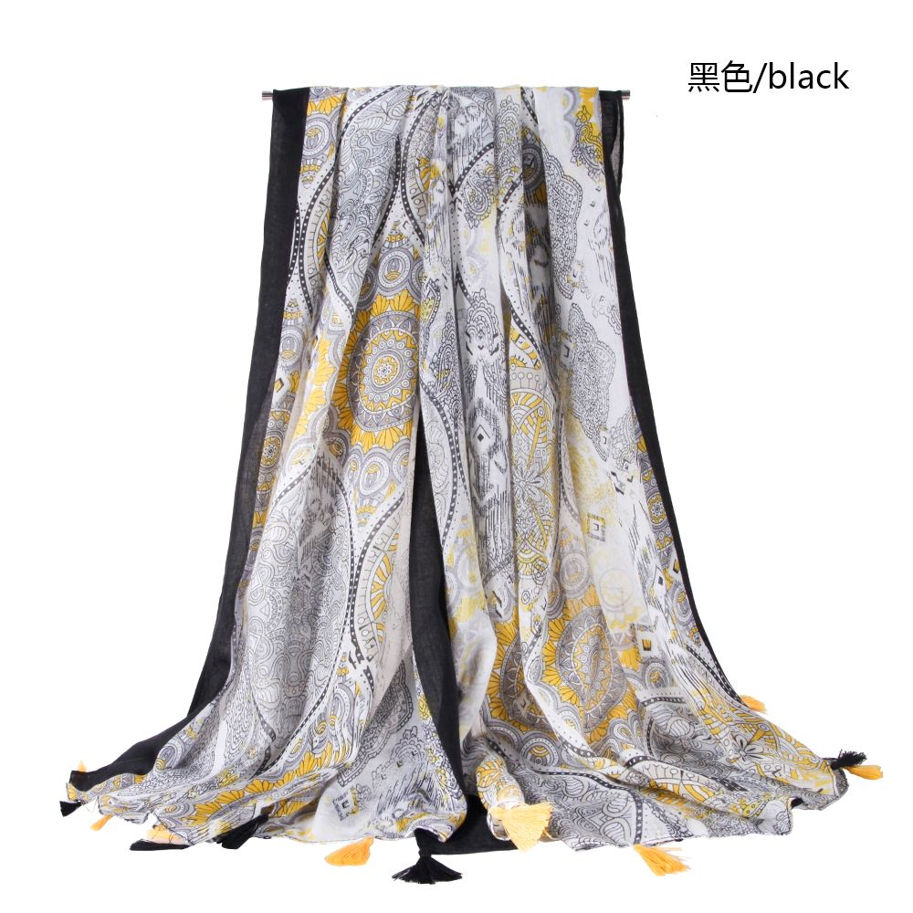 Foreign Trade Custom Palace Flower Hanging Beard Satin Printed Scarf Selling Fashion Pattern Scarf Scarf undefined