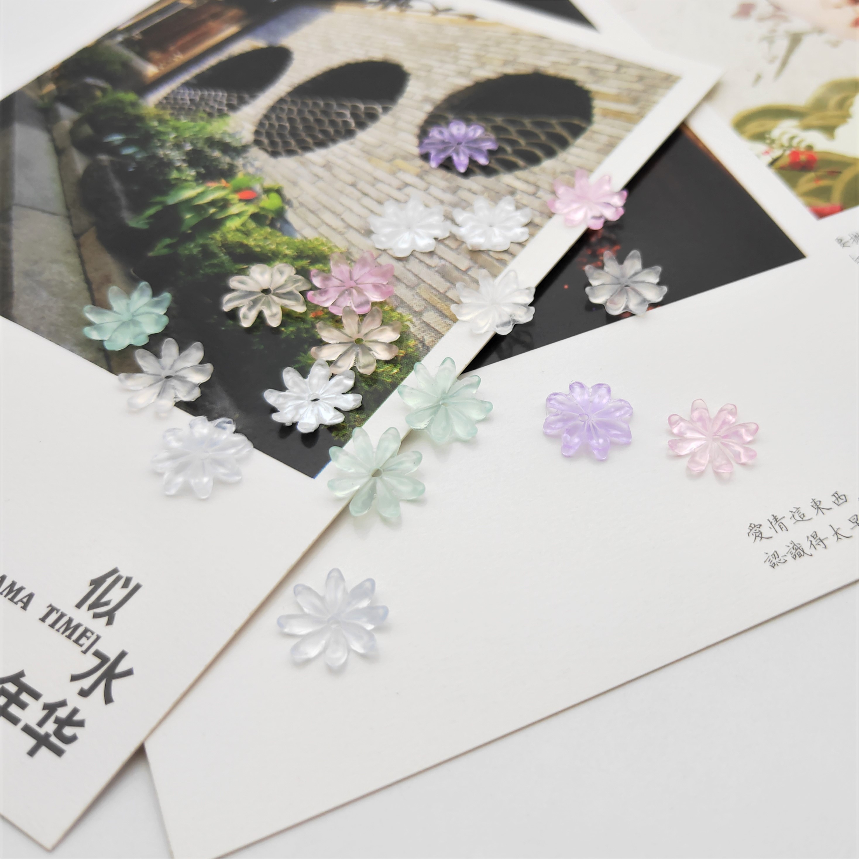 Resin imitation shell flower 11mm eight-petal Daisy flower creative handcrafted diy ancient-style Hanfu hairpin accessory detail image 7