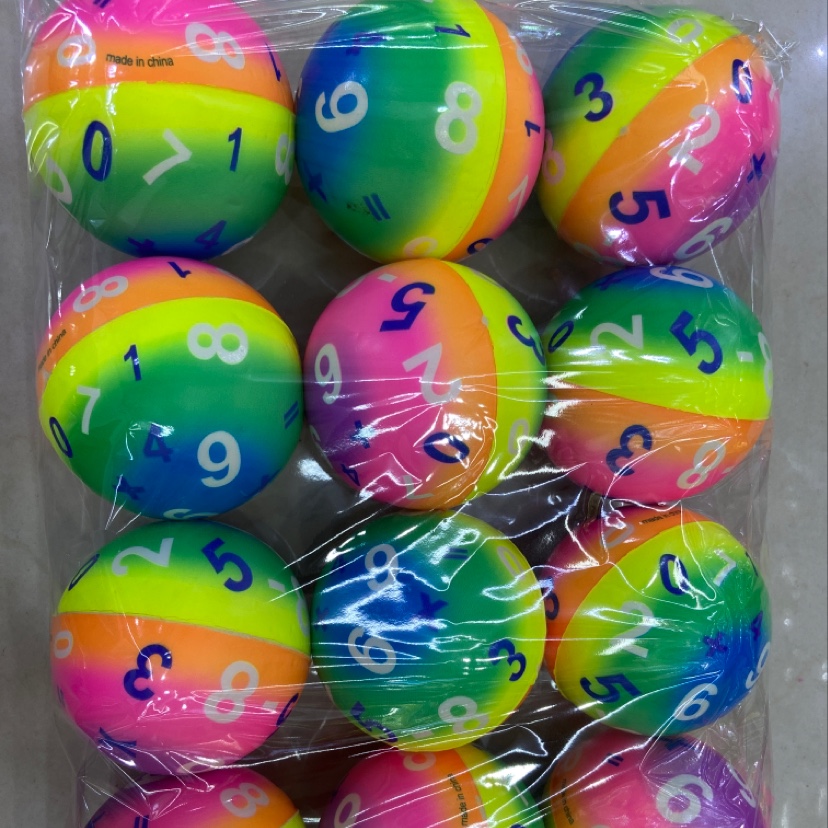 7.6 cm rainbow digital ball, pu ball, sponge ball, pressure ball Specification image