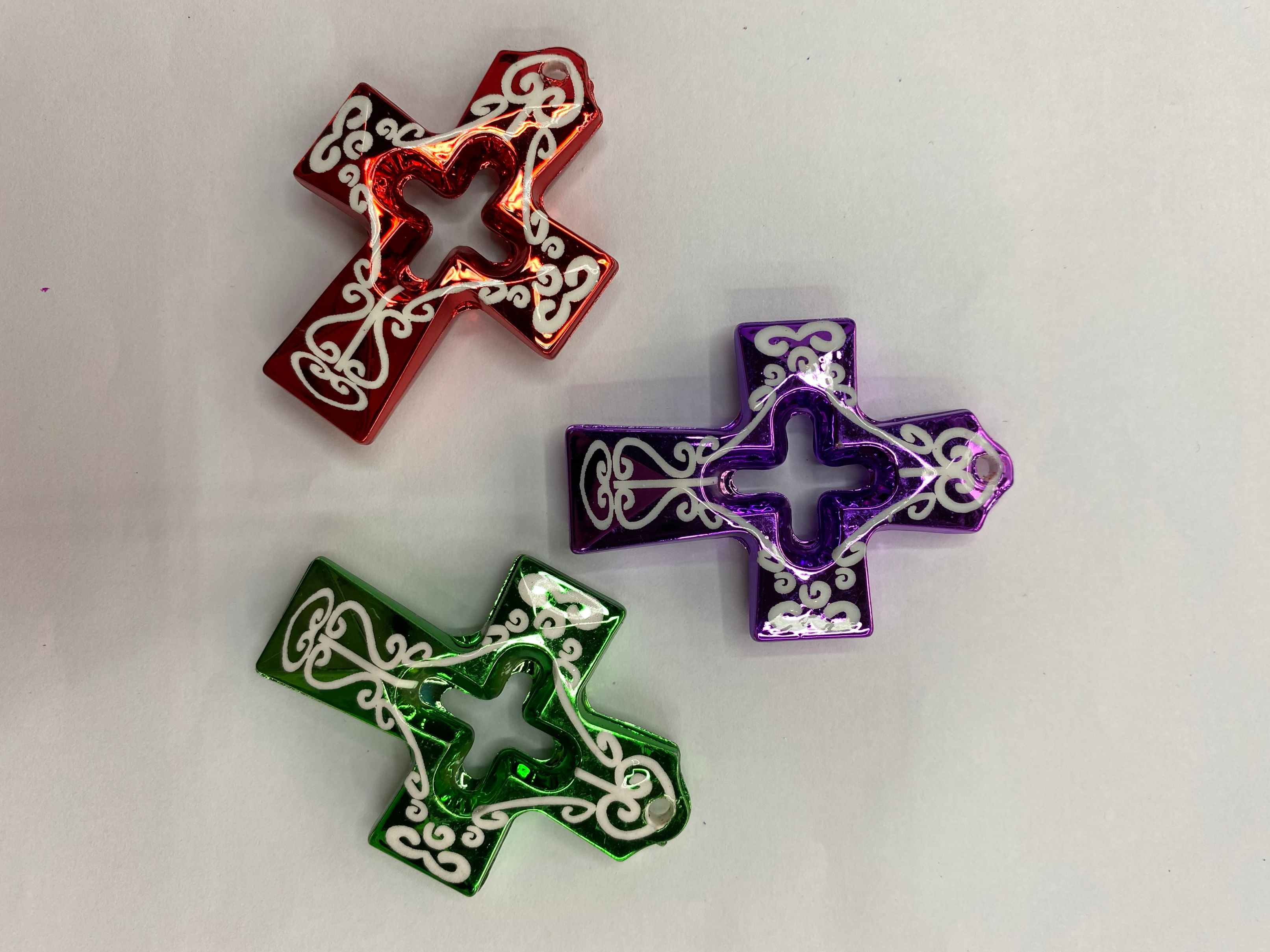 DIY jewelry accessories, electroplated UV acrylic patterned hollowed-out cross colorful jewelry accessories