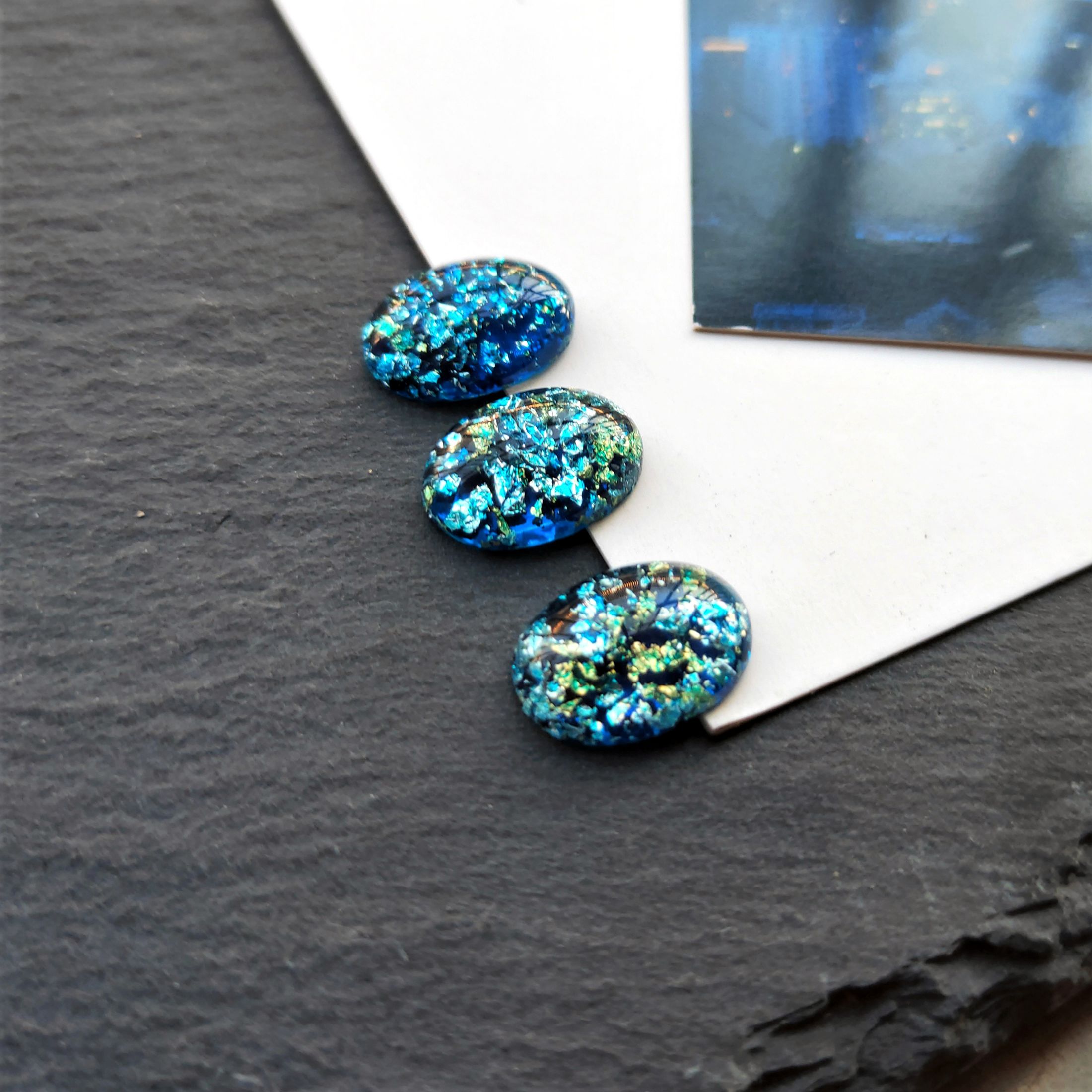 Resin imitation stone oval-shaped colored stone ring face 13*18 handcrafted diy ancient-style earrings phoenix crown hairpin accessories material undefined