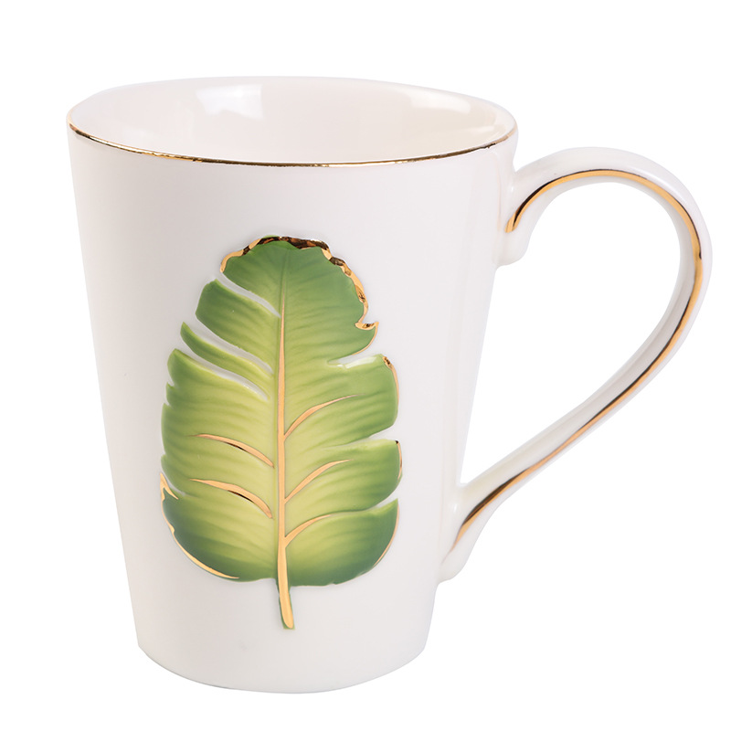 New creative and fresh leaf series ceramic cups, European-style home coffee cups, event gift cups, custom logos Item Picture