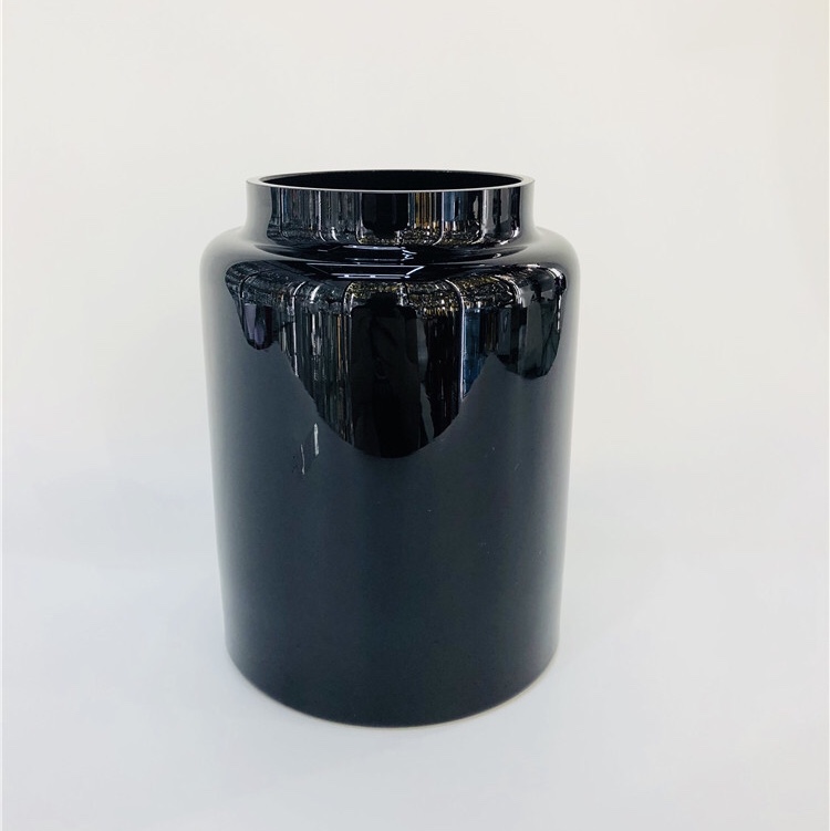 مزهرية سوداء زجاجية زجاجية من BBglass Bue، مزخرفة منزلية Specification image