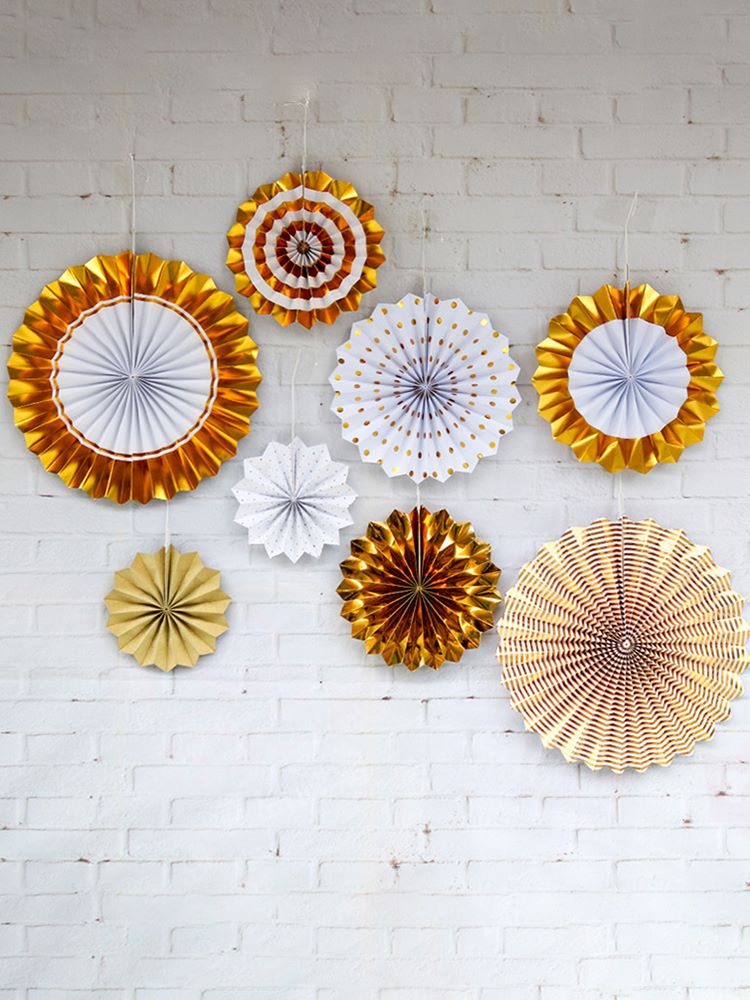 Paper fan flower set, children's party decoration, birthday dessert table decoration supplies, wedding festival wedding room latte art 1
