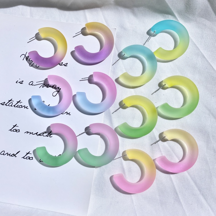 亚克力双色C圈耳环彩色系产品图