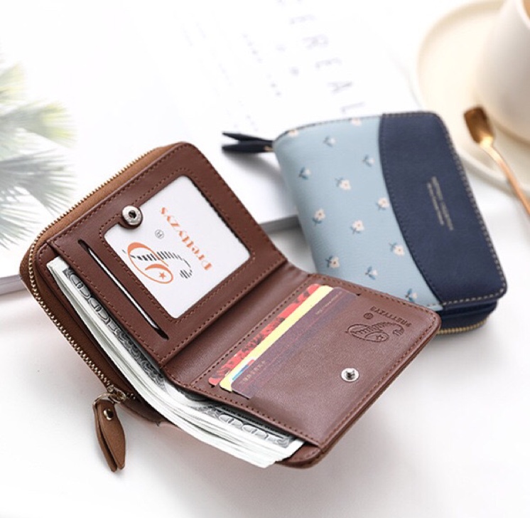 2020新款钱包女短款简约学生印花折叠小清新两折拉链零钱包详情图7