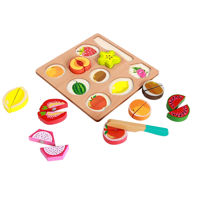Wooden toys with flat fruits are fun and colorful, which can exercise babies' hand-eye coordination and visual ability, cultivate logical thinking ability, and exercise early education enlightenment training. It is a parent-child game details Picture