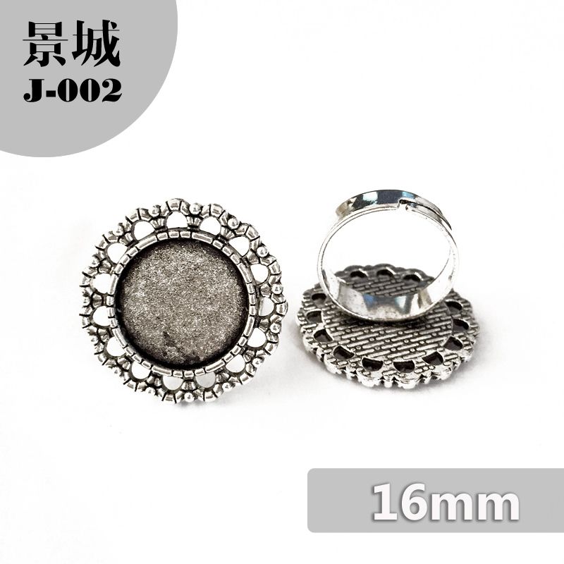 18mm圆形复古戒指 时光宝石底托 diy饰品配件开口戒指托 可调节050
