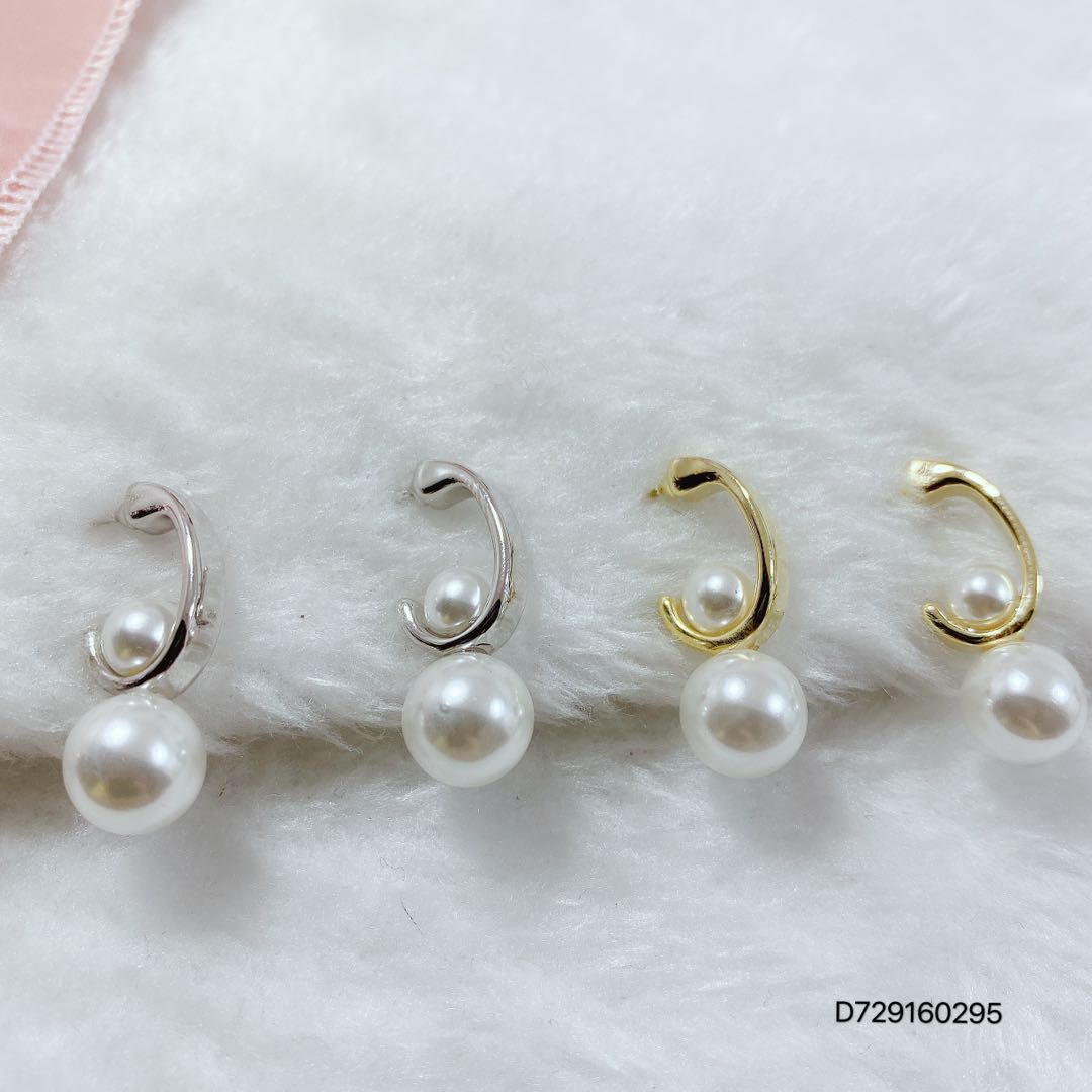 Can double with temperament earrings pearl 925 silver needle