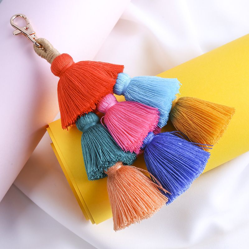 Handmade pure cotton thread tassel pendants, European and American ethnic style bag pendants, keychains details Picture