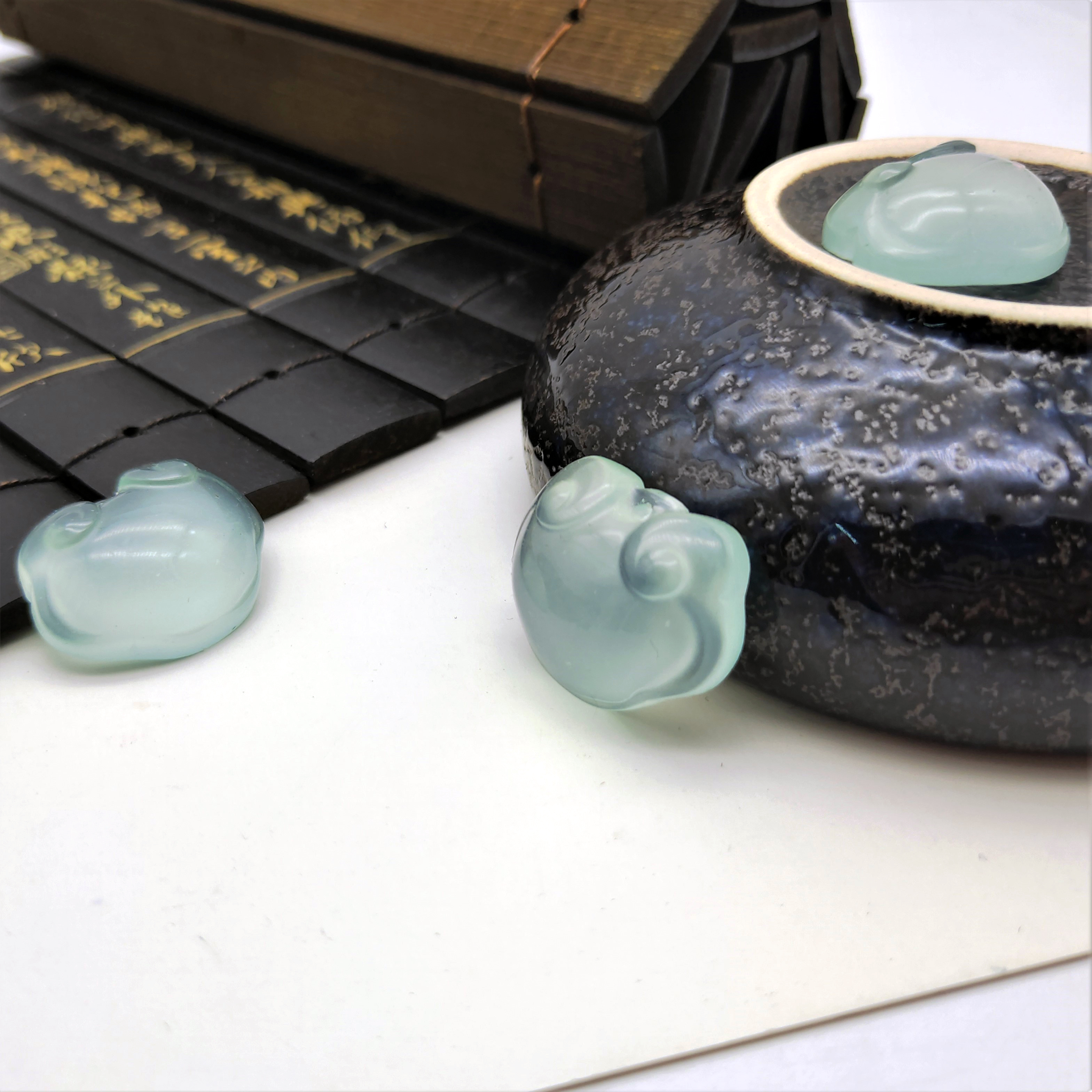 New resin imitation water foam jade baby lock, DIY ancient-style hair hairpin, material accessory, accessory, pendant and accessory detail image 6