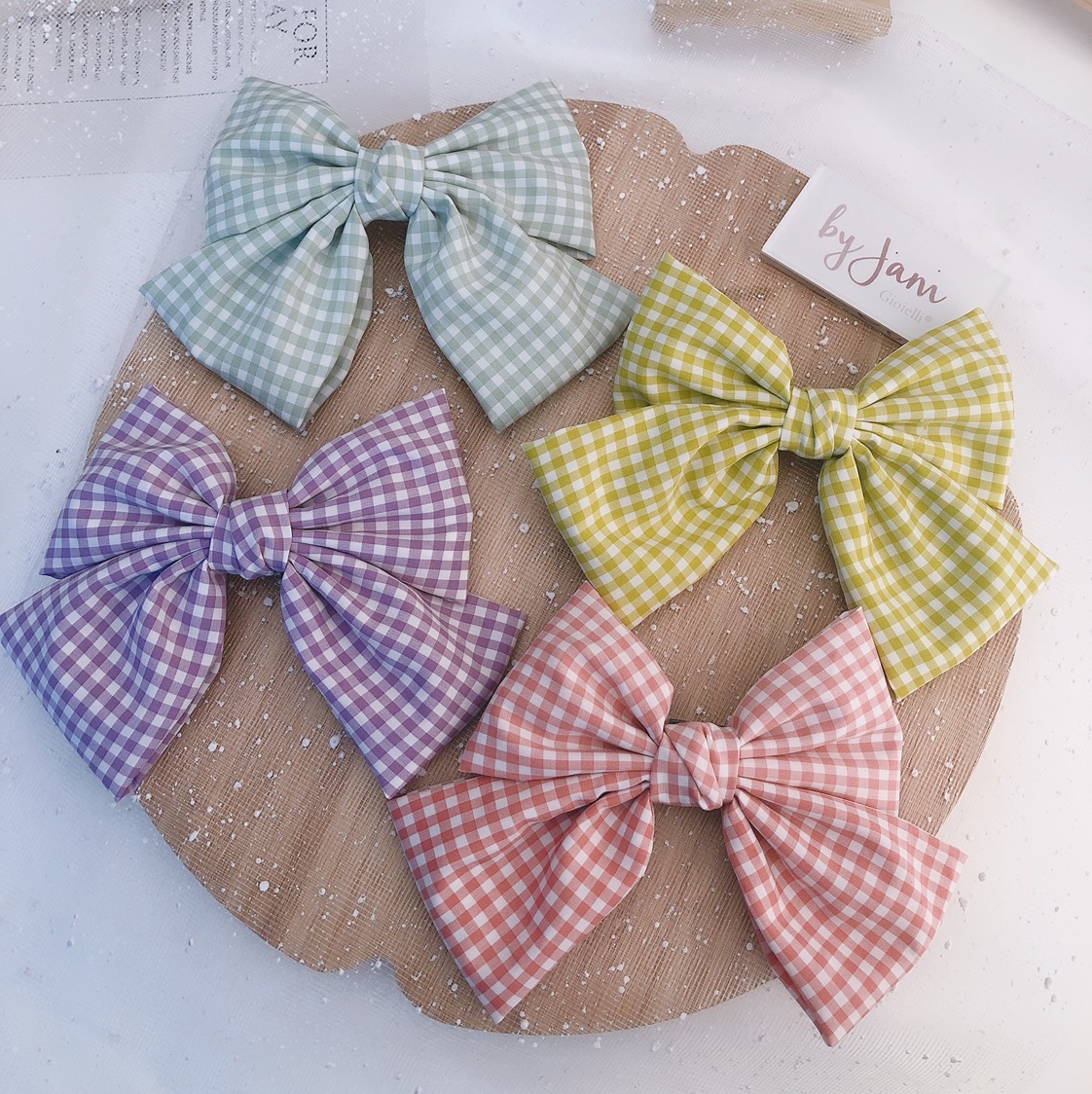 Simple Fashion Bow Girl Spring Clip Check Twist Waist Bow Clip Hair Accessories Back Head Clip