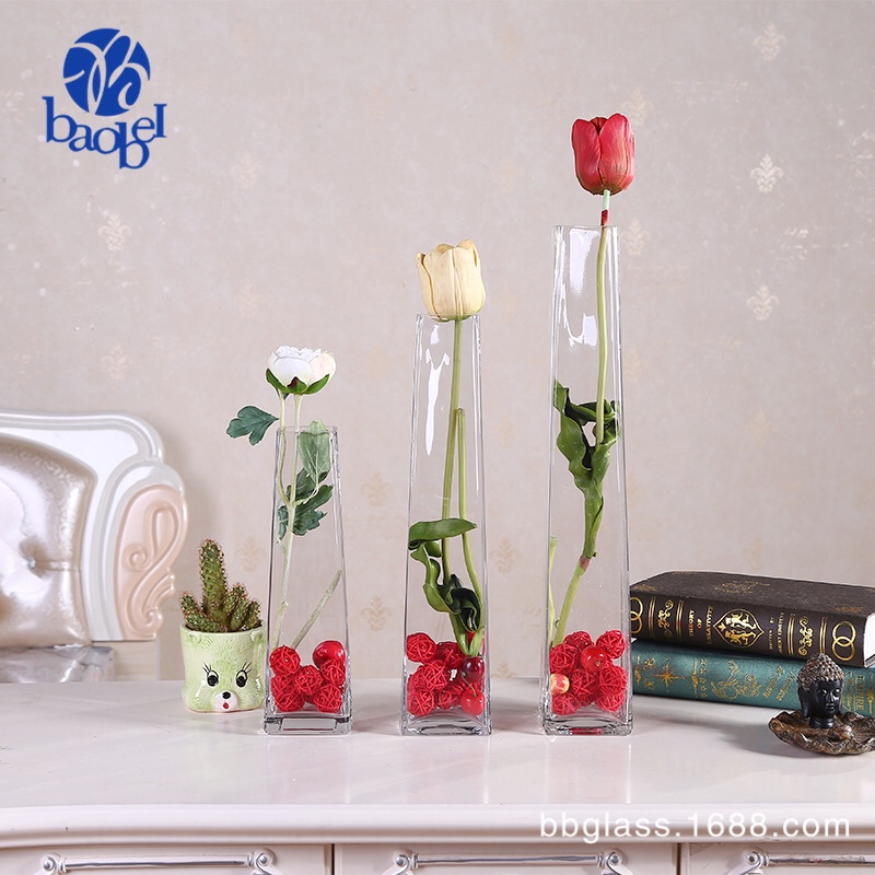 BBGLASS Baobei Glass Transparent Glass Vase Trapezoidal Glass Vase Wedding Banquet home decoration ornament