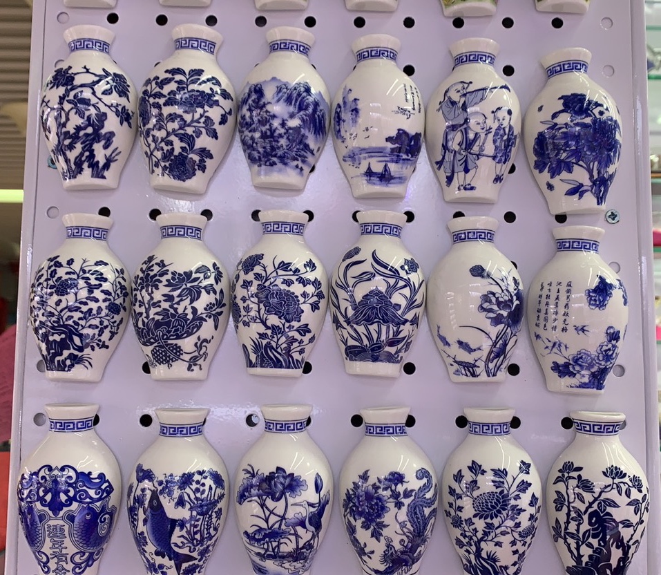 Blue and white porcelain refrigerator stickers thumbnail