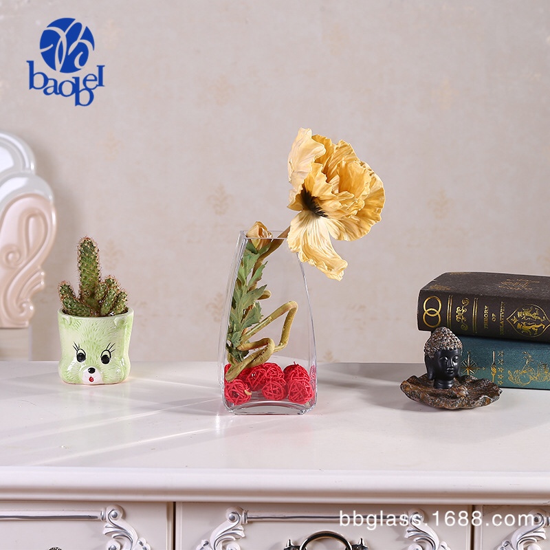 BBGLASS Baobei Glass square-mouthed transparent glass vase, wedding banquet home decoration details Picture