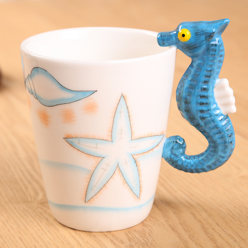 Customized wholesale of 3D stereoscopic painted mugs, cartoon Marine animal water cups, coffee cups and ceramic cups undefined