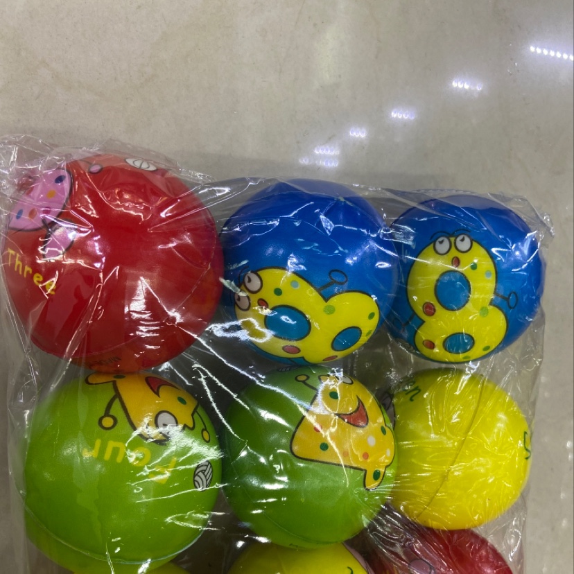 7.6公分彩色数字pu球儿童识字益智类玩具海绵球产品图