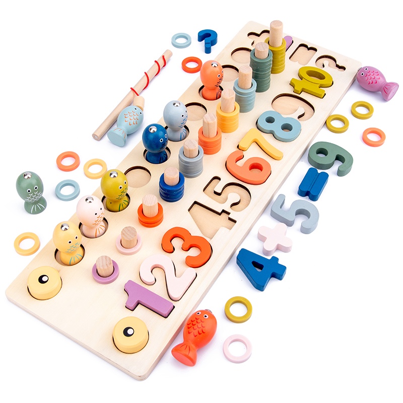 The wooden toy digital fishing board is highly entertaining with rich colors. It can exercise babies' hand-eye coordination, visual ability, logical thinking ability, early education enlightenment training, and is a parent-child game details Picture