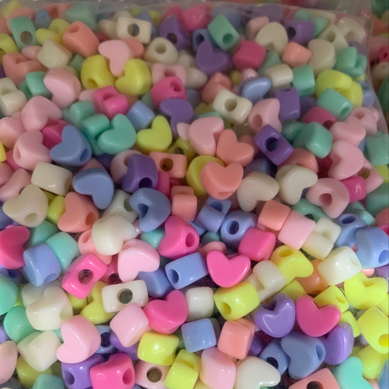 Heart large hole acrylic beads