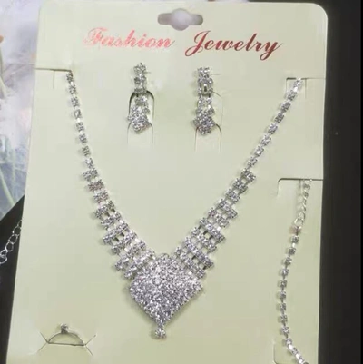 Bridal Necklace 4-Piece Set Korean Wedding Yarn Jewelry Hair Jewelry Necklace Earrings