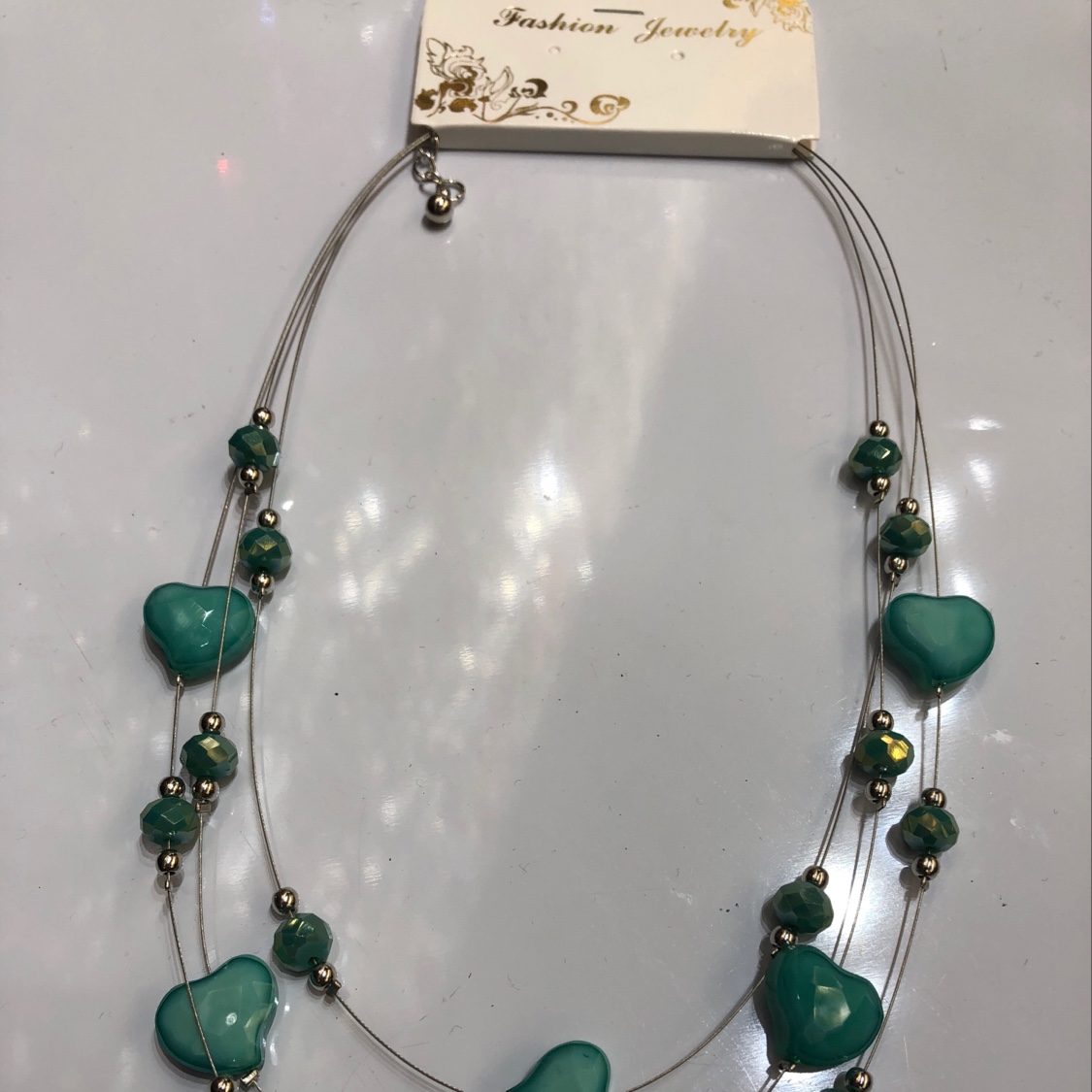 Heart-shaped crystal necklace