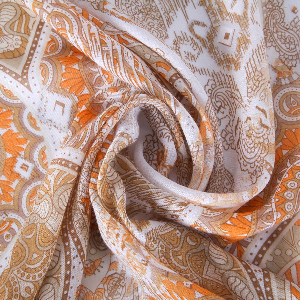 Foreign Trade Custom Palace Flower Hanging Beard Satin Printed Scarf Selling Fashion Pattern Scarf Scarf Item Picture