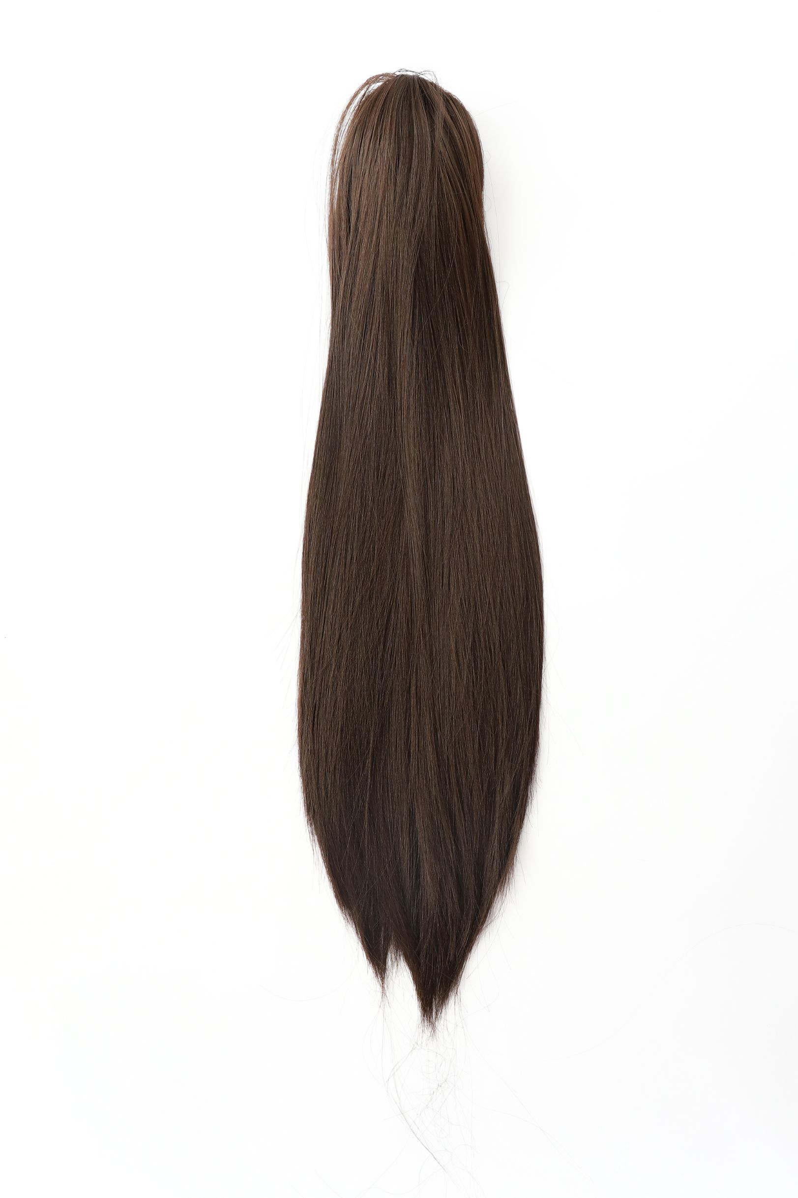Pinza cola de caballo largo cabello recto color café