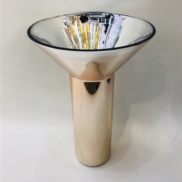 BBglass Buei Phine، مزهرية زجاجية ذهبية مغطاة بالزجاج، في ترتيب بسيط لترتيب البيت Specification image