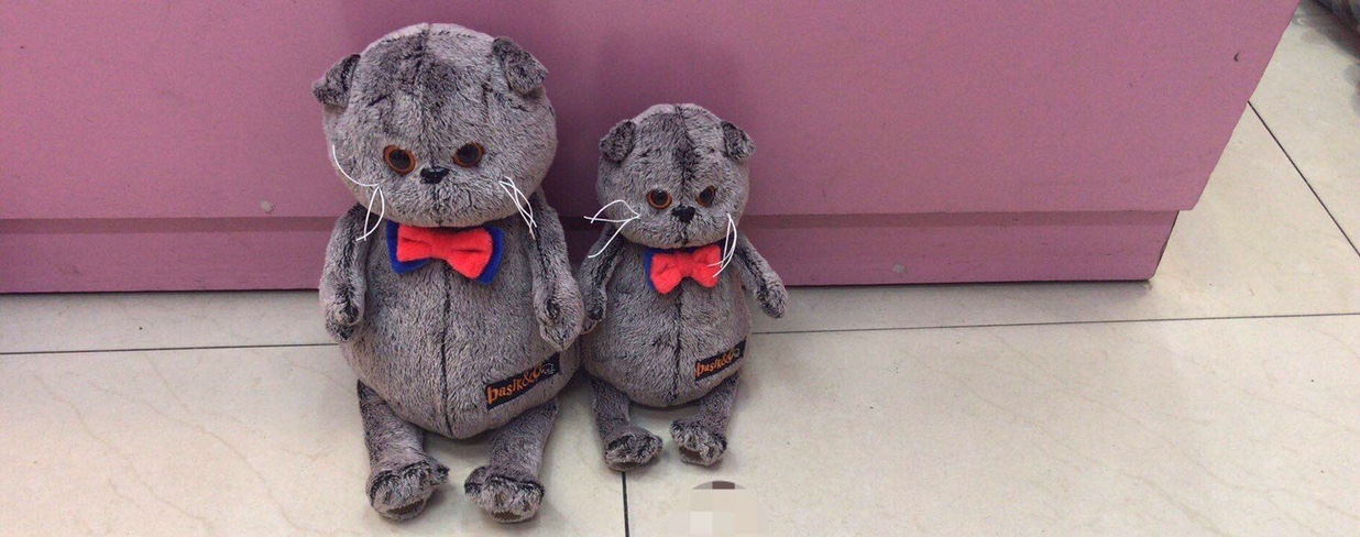 Fantasy plush toy boutique plush toy figure 3 bow tie grey kitten