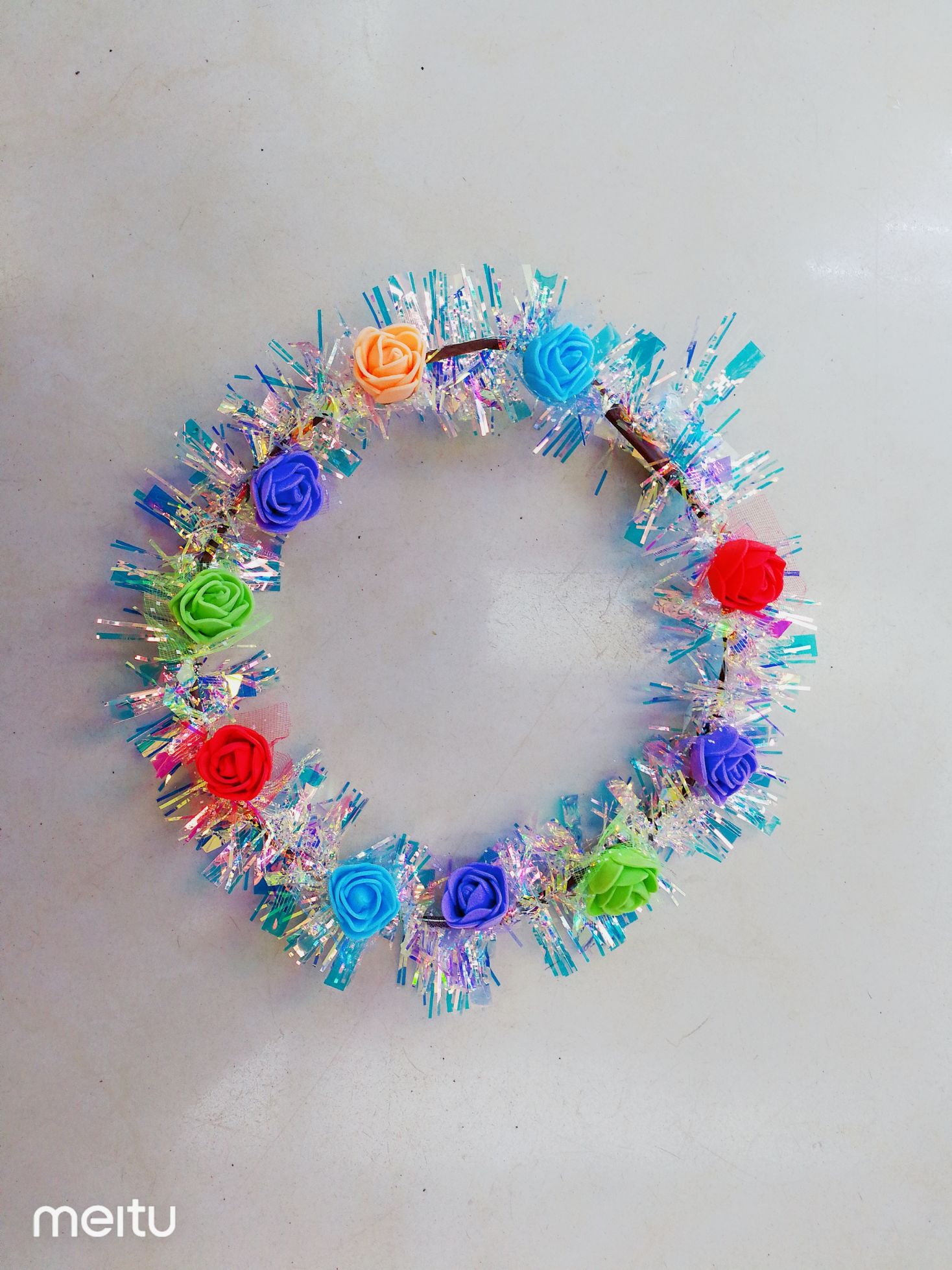 Golden thread garland with flashing lights details Picture