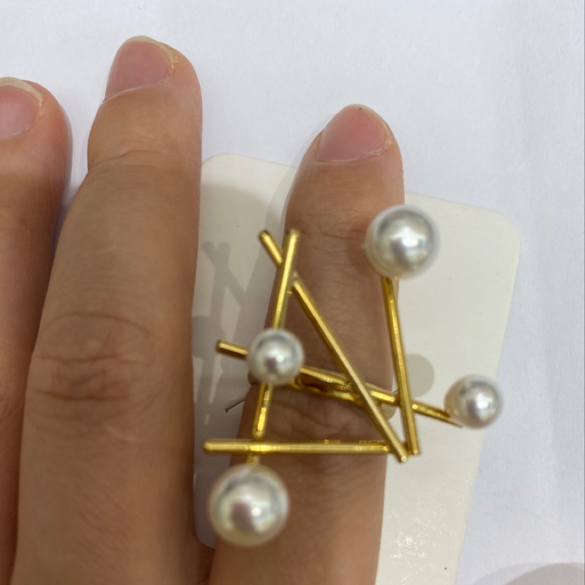 欧美夸张流行网红戒指几何珍珠戒指