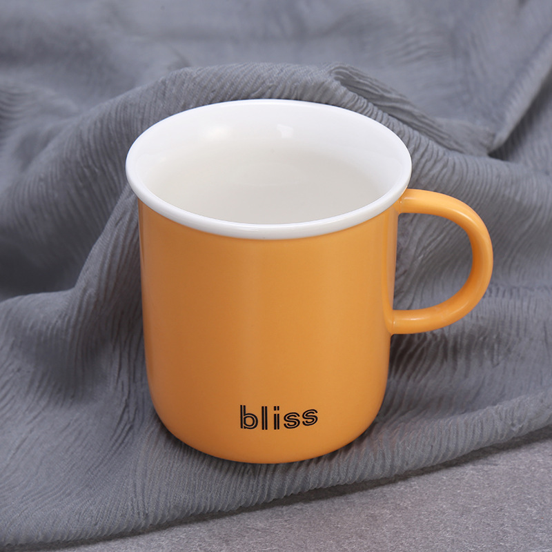 New solid-color simple letter ceramic water cups, office and home coffee cups, mugs wholesale customization LOGO Specification image
