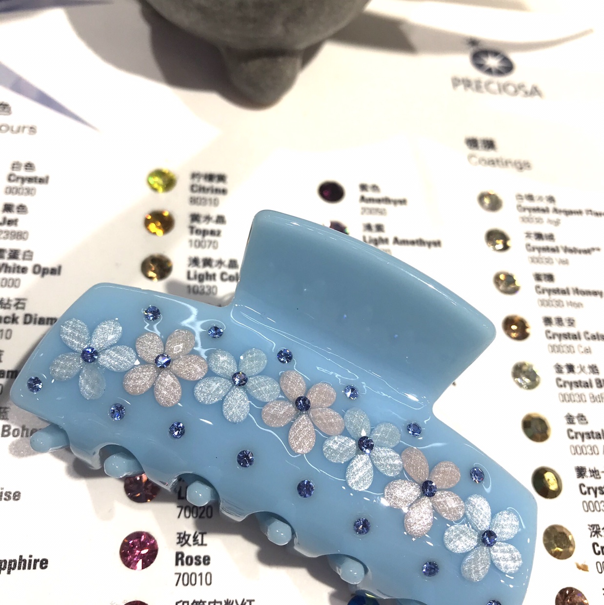 8.5公分醋酸板芙蓉石天兰色抓
