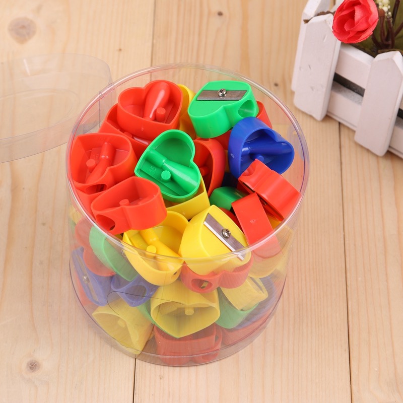 Heart-Shaped Pvc Bucket Sharpener 2022 New Model Can Be Customized details Picture
